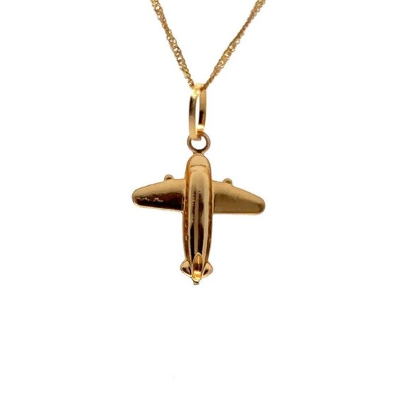 18K Gold 17.5 inches Necklace Airplane Pendant 1.83 grams - Picture 14 of 15